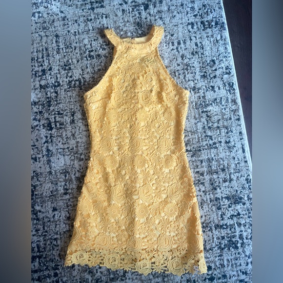 Love Poem Yellow Lace Mini Dress - Picture 6 of 8